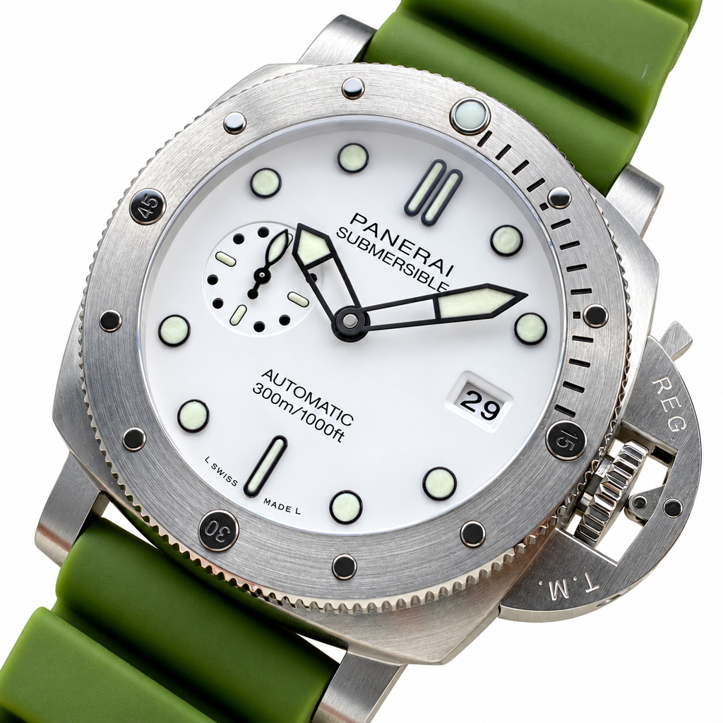 Panerai Luminor Automatic 44mm Men's Steel Watch Salmon Red Dial