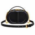 Dior Black Oval CD Embossed Chain Bag