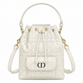 Dior Caro Bucket Bag in White Cannage Leather with CD Clasp