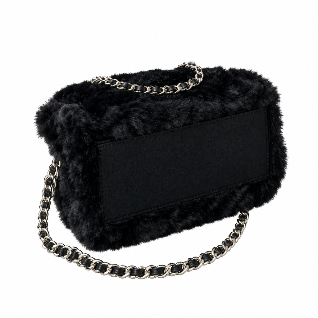 Chanel Black Faux Fur Classic Flap Bag