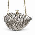 Chanel Silver Shell-Shaped Chain Clutch