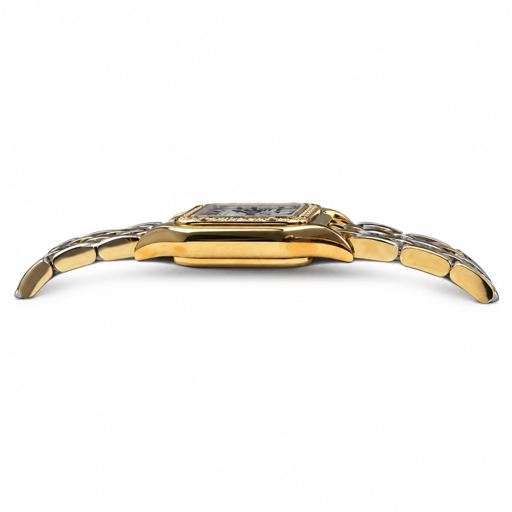 Cartier Panthère de Cartier Medium 18k Yellow Gold Diamond Bezel White Dial Gold Bracelet Watch