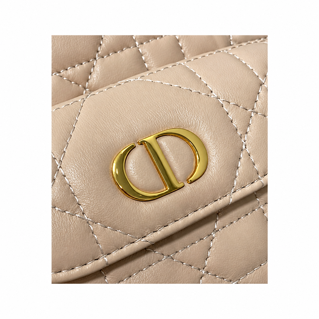 Dior Caro Bucket Bag in Rose Nude Cannage Leather with CD Clasp