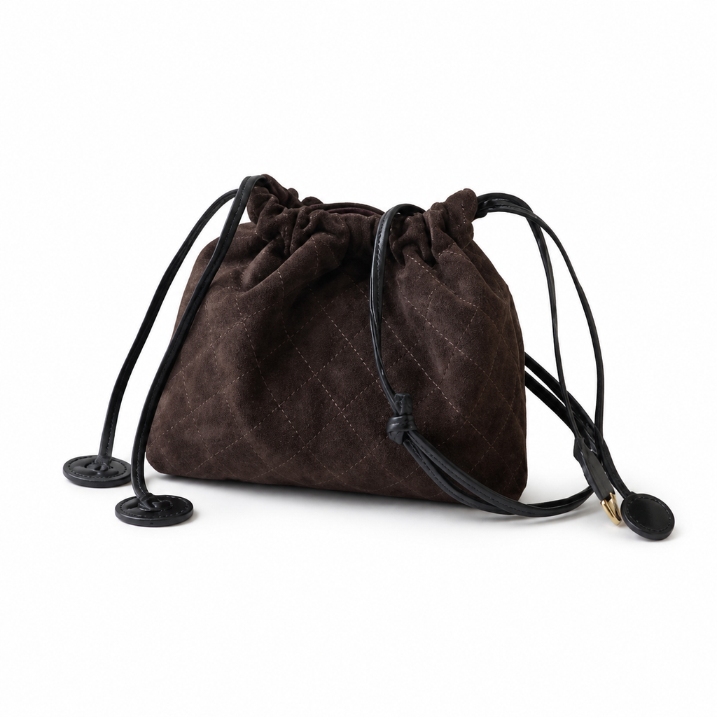 Chanel Brown Quilted Drawstring Bucket Bag