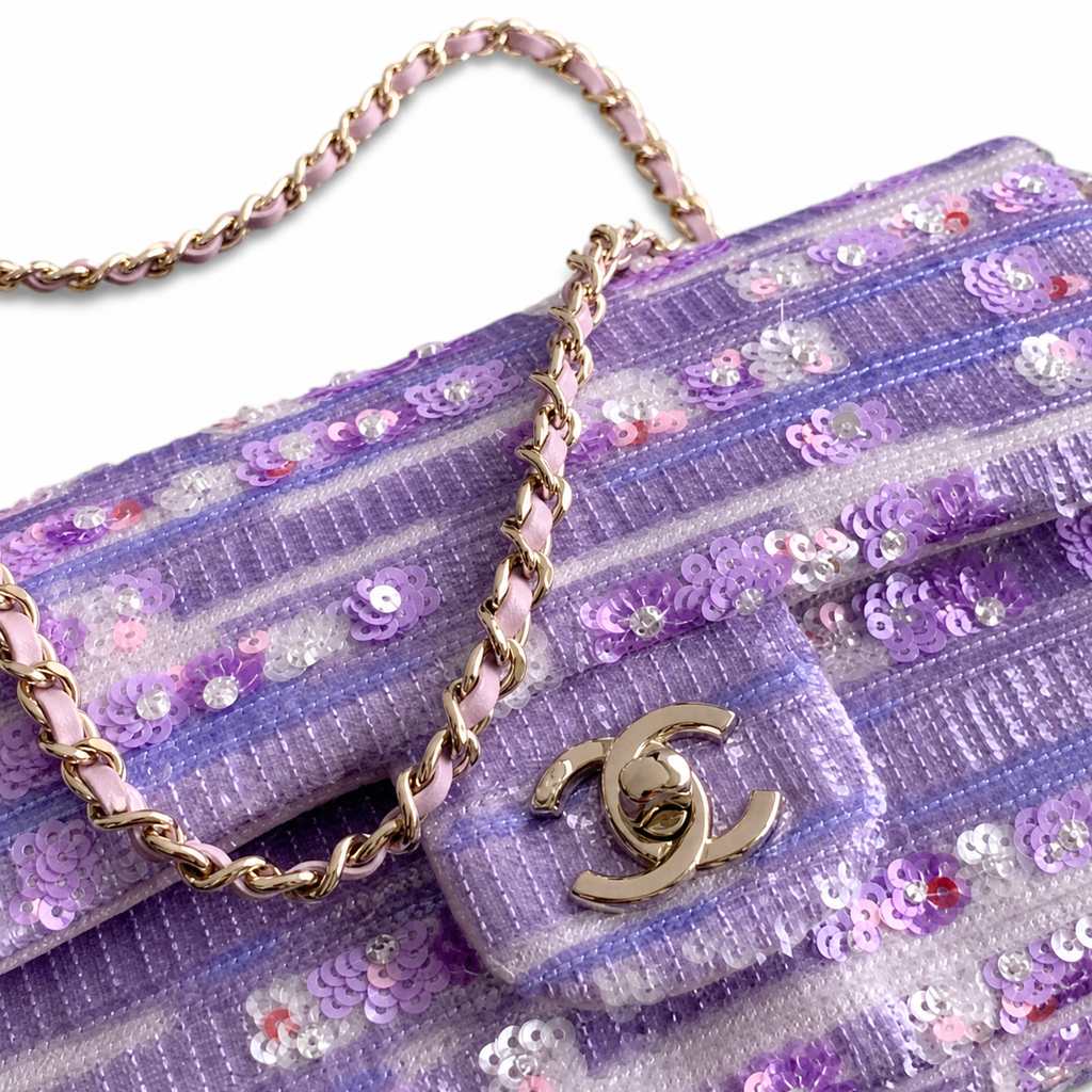 Chanel Purple Sequin Flap Shoulder Bag