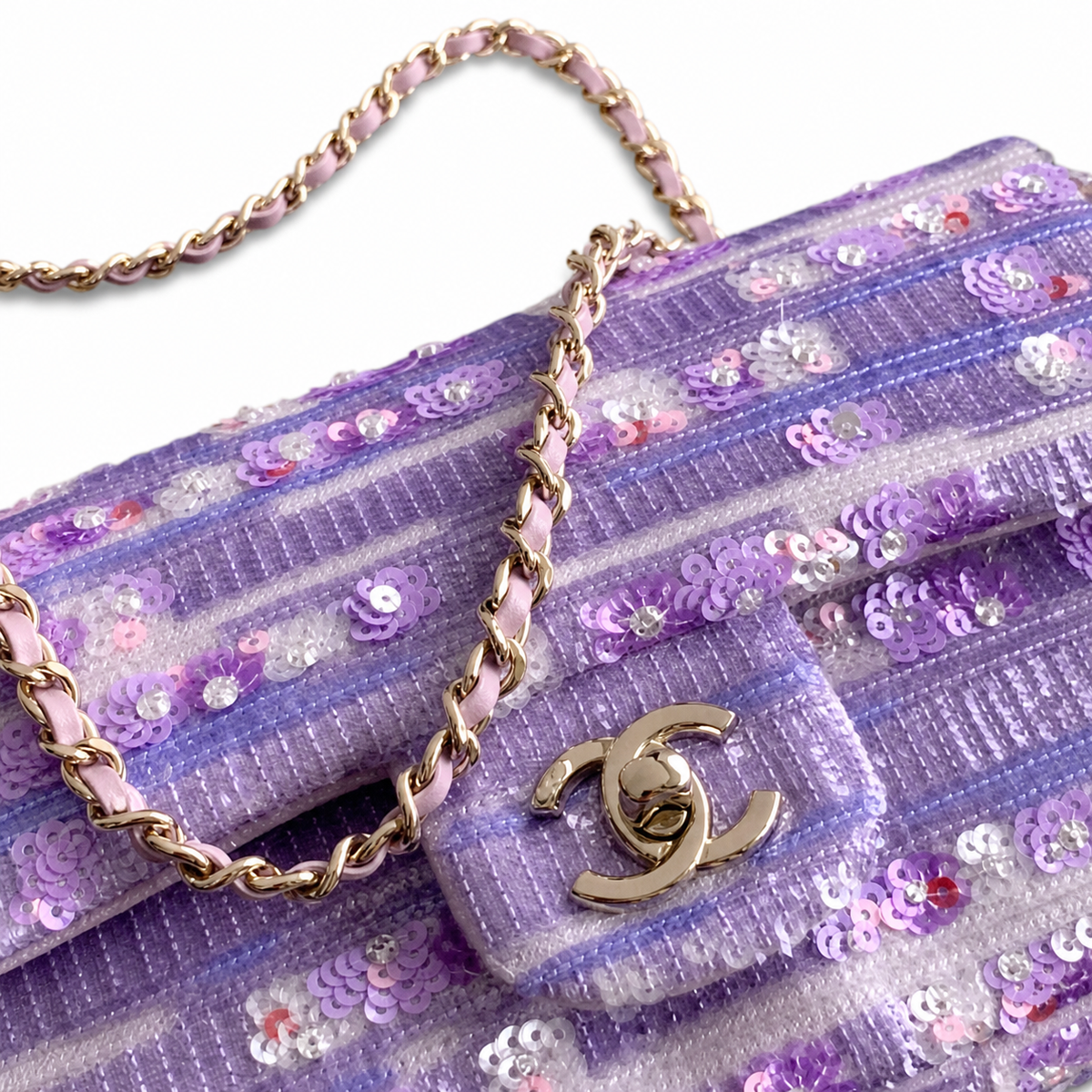 Chanel Purple Sequin Flap Shoulder Bag