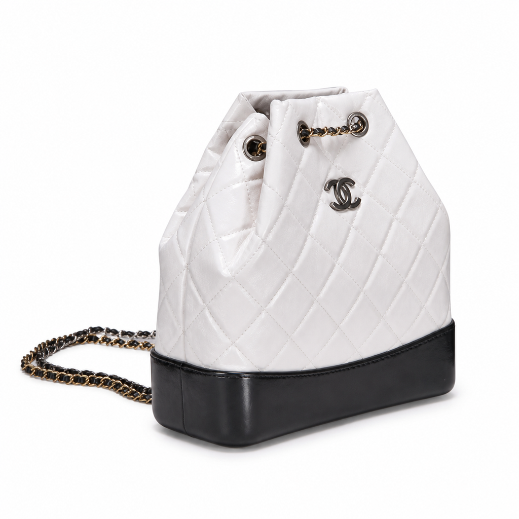 Chanel White Quilted Chain Backpack