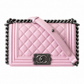 Chanel Pink Quilted Lambskin Boy Bag Silver Hardware
