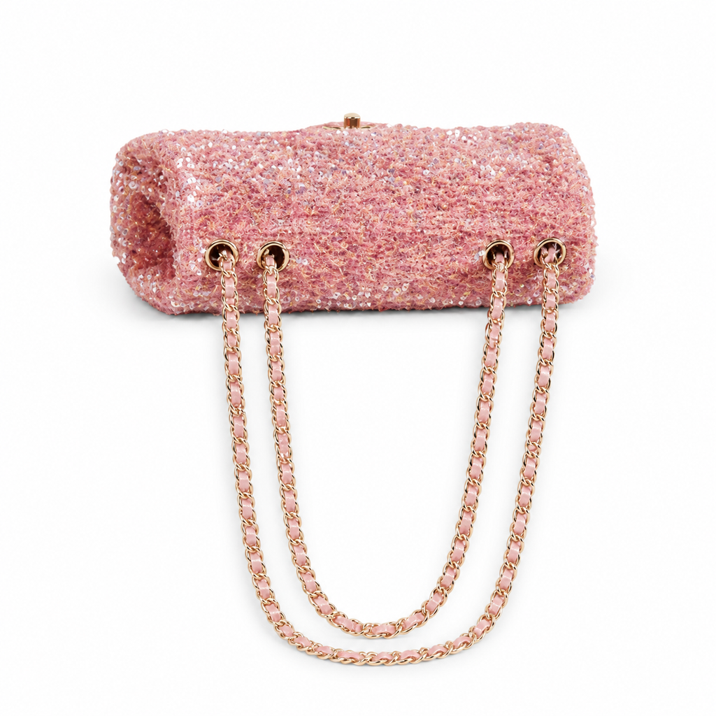 Chanel Pink Sequin Flap Chain Bag