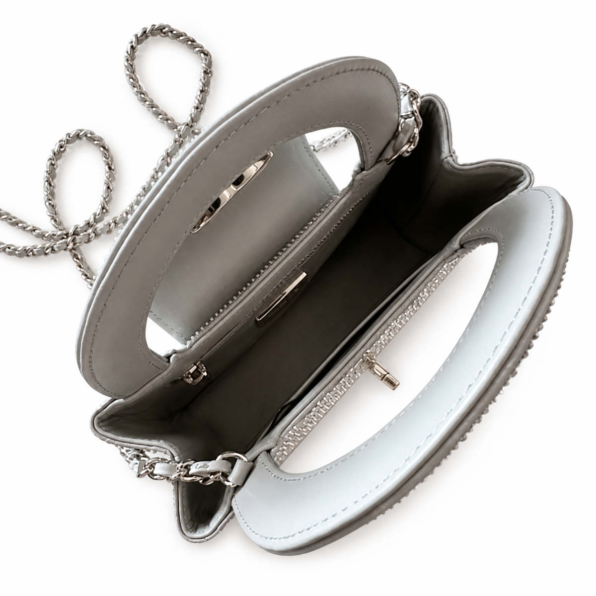 Chanel Silver Rhinestone Top Handle Bag