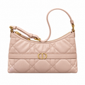 Dior Caro Cannage Quilted Slim Shoulder Bag in Off-White with CD Clasp