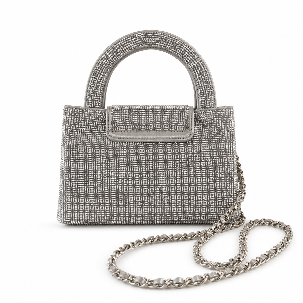 Chanel Silver Rhinestone Top Handle Bag
