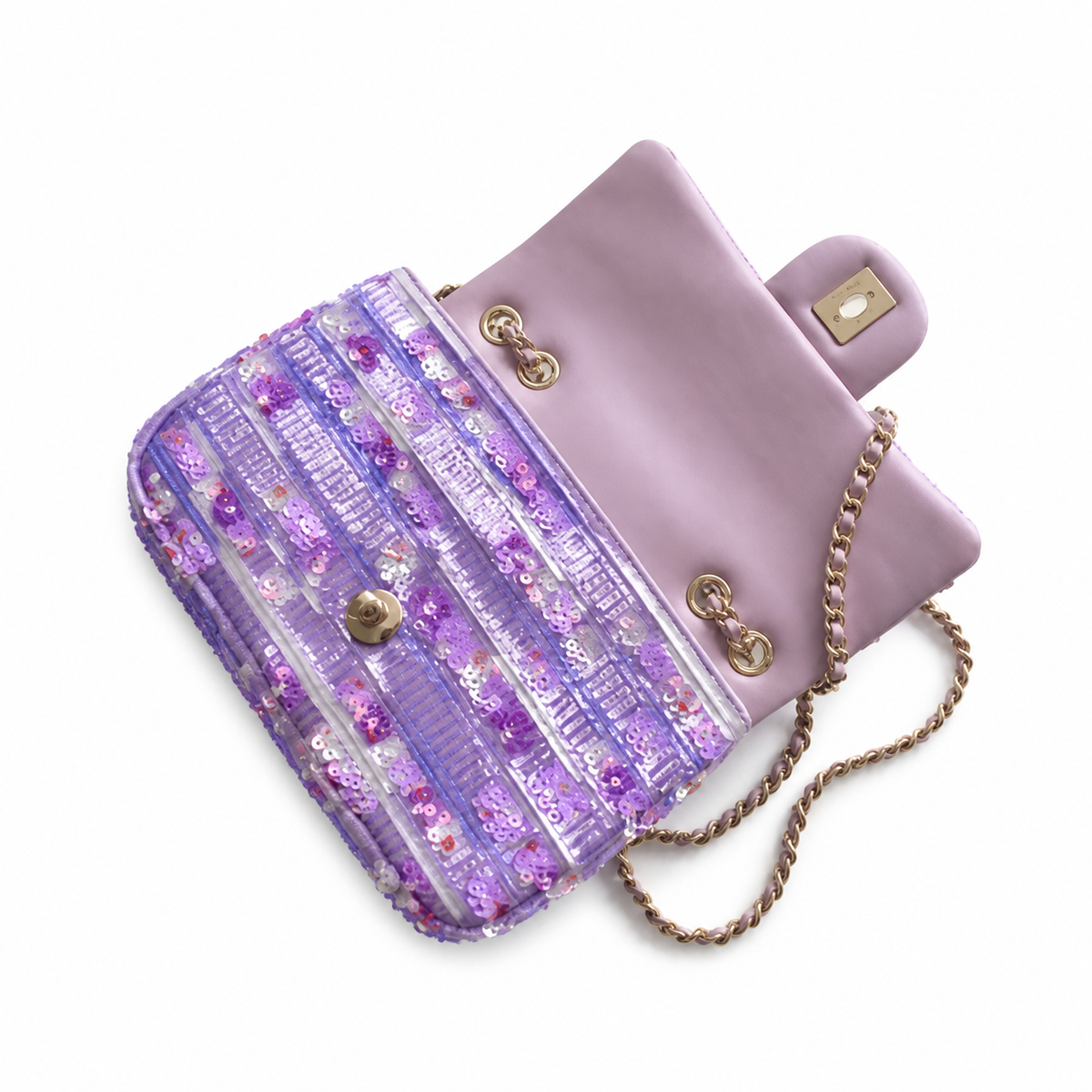 Chanel Purple Sequin Flap Shoulder Bag