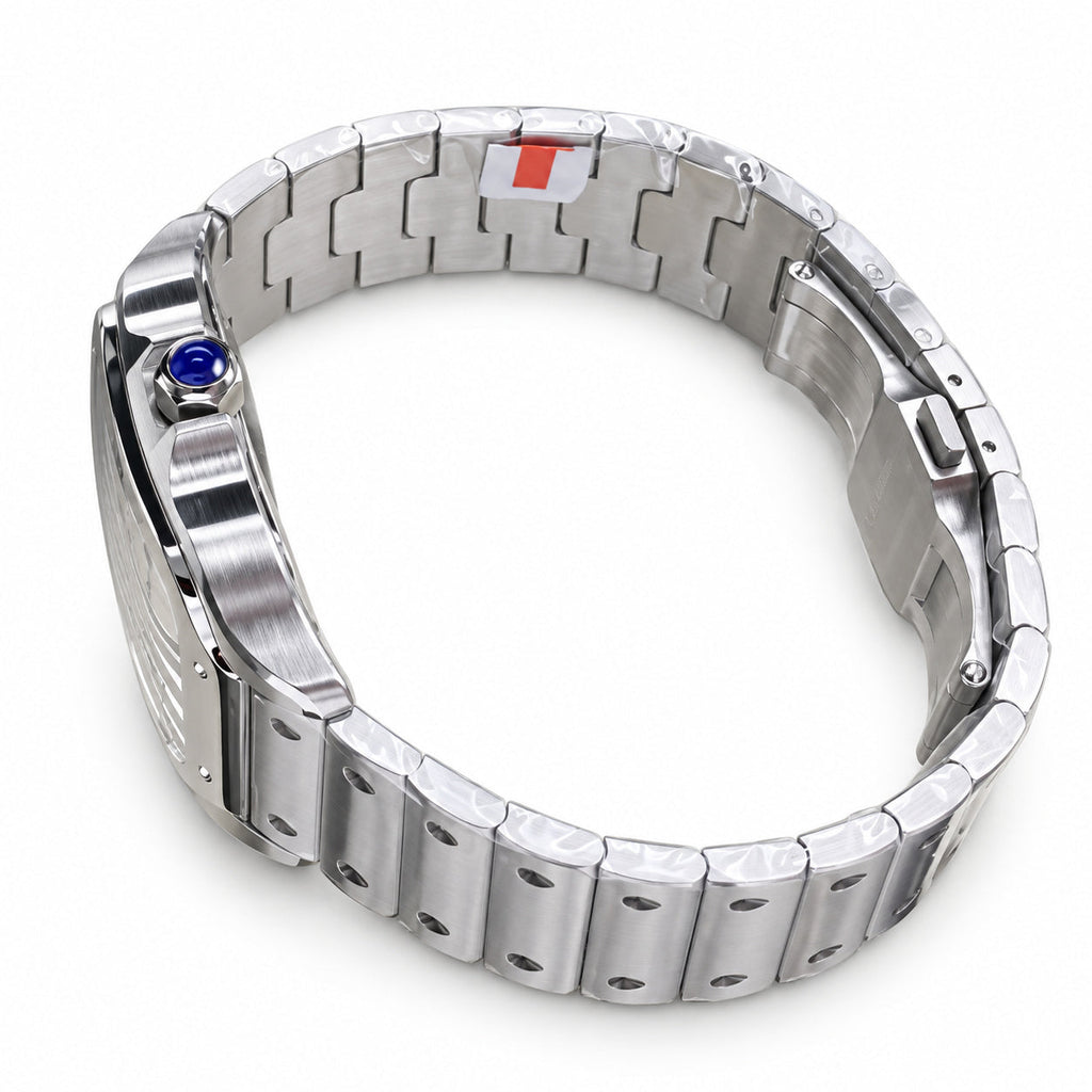Cartier Santos Large Steel Skeleton Dial Blue Hands Automatic Bracelet Watch – KDY
