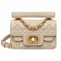 Dior Small Jouis Flap Bag in Greige with Pearl Chain Strap