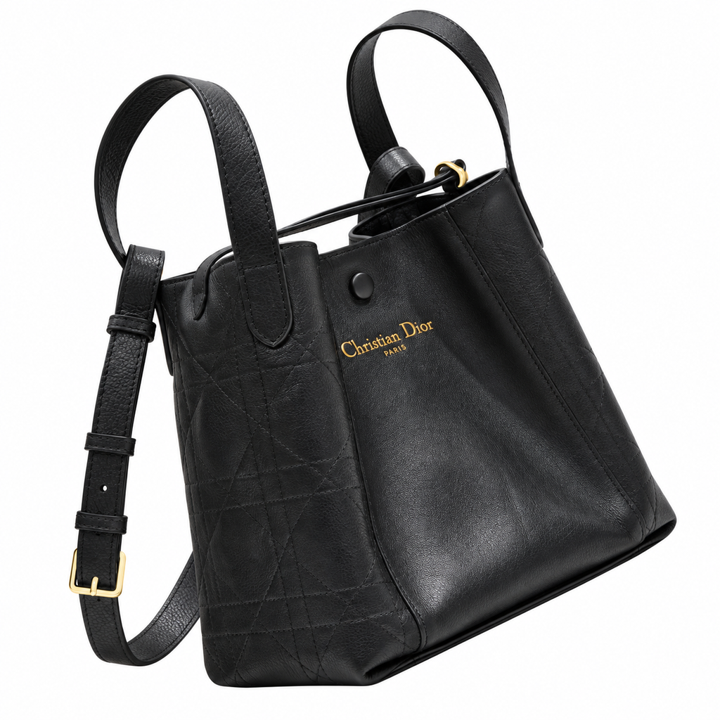 Dior Toujours Small Tote Bag in Black with Christian Dior Logo